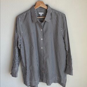 J. JILL Striped Button Down Shirt Silk Blend Capsule Large Petite